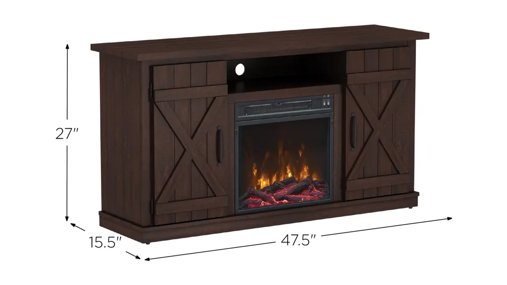 Cottonwood TV Console with Electric Fireplace Dimensions