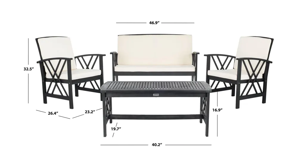 Bryce 4-pc. Patio Set Dimensions