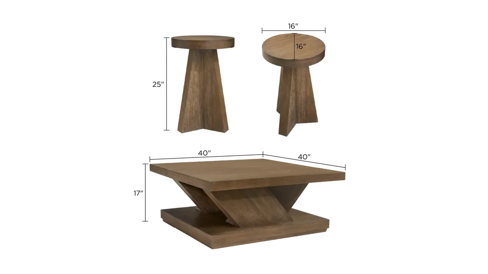 Oxer 3-pc. Occasional Tables Dimensions