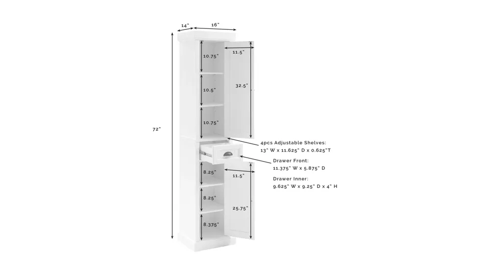 Seaside Tall Linen Cabinet Dimensions