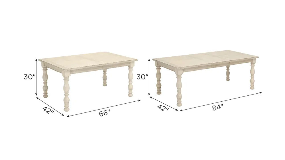 Aberdeen Rectangular Dining Table w/ Leaf Dimensions