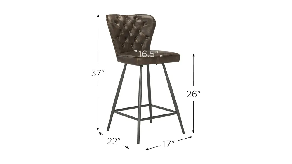 Kingford Tufted Swivel Counter Stool - Set of 2 Dimensions
