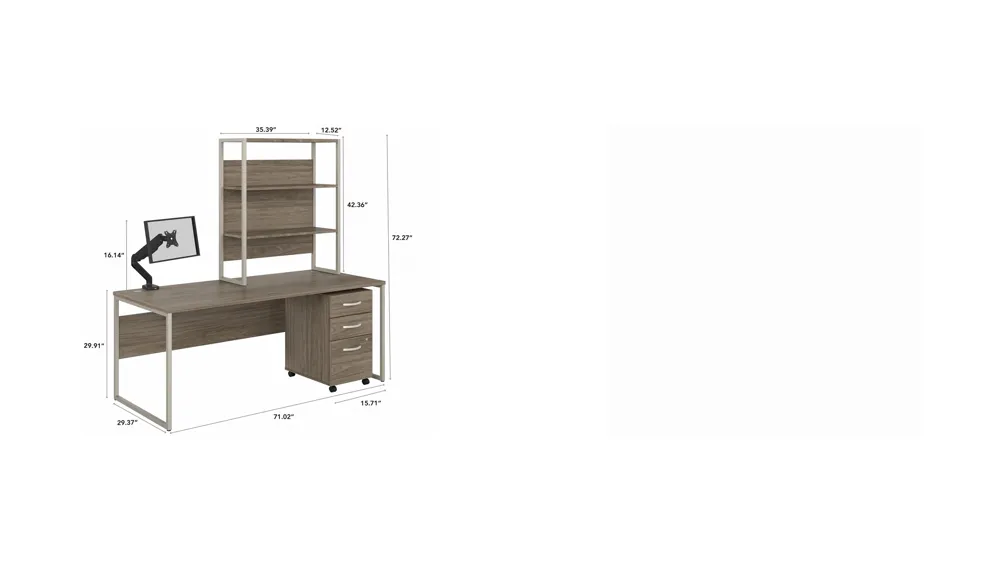 Steinbeck Computer Desk w/ Hutch and File Cabinet Dimensions