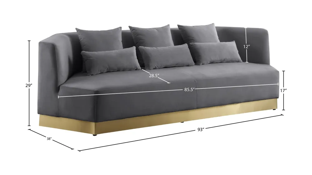 Marquis Velvet Sofa Dimensions