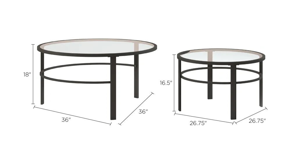 Gaia Round Nesting Coffee Table Set Dimensions