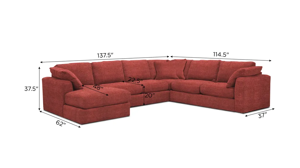 Nappily 4-pc. Sectional Dimensions