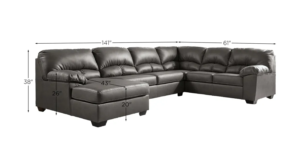 Aberton 3-pc. Sectional with Chaise Dimensions