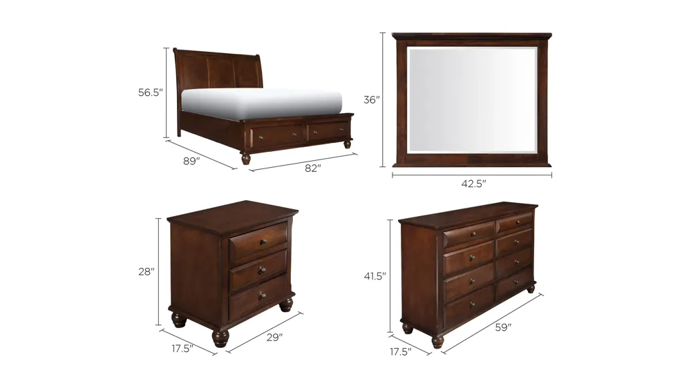 Clarion 4-pc. Platform Bedroom Set w/ Storage Bed Dimensions