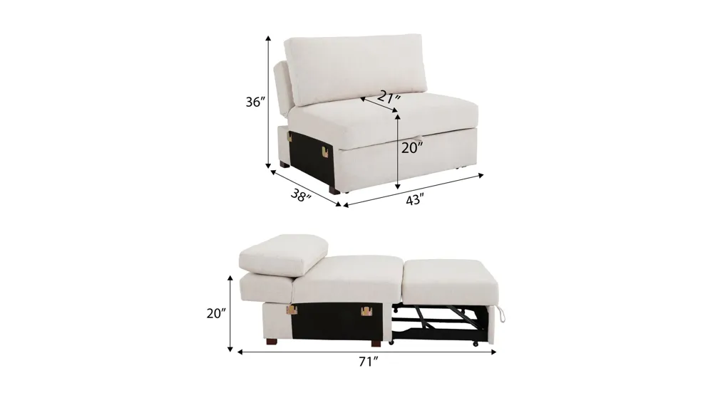 Juniper Armless Klik Klak Chair and a Half Dimensions