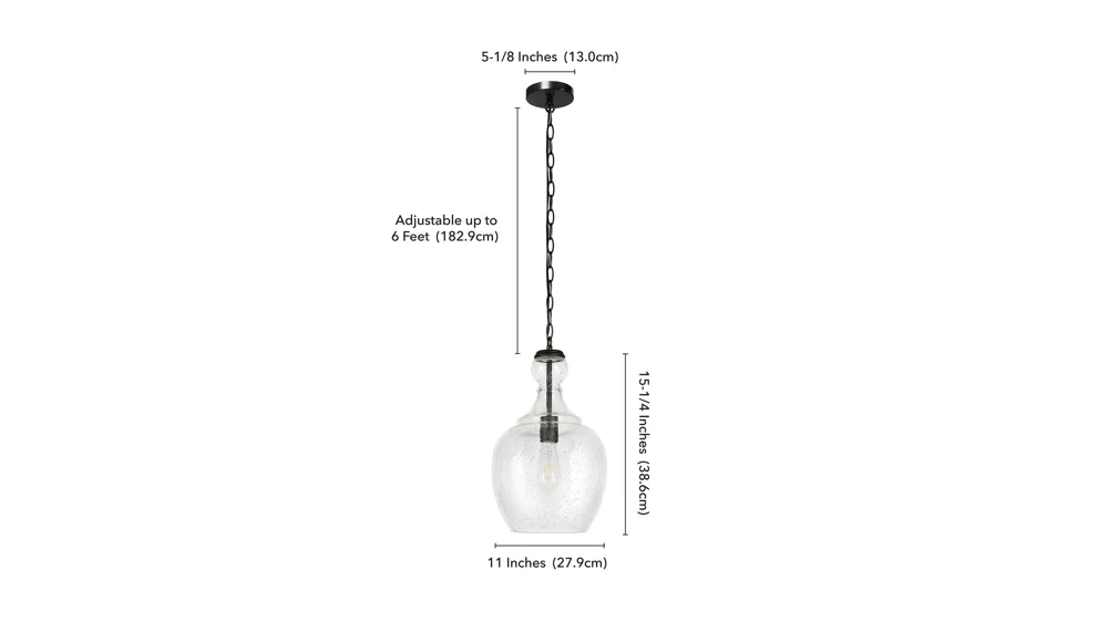 Santos Seeded Glass Pendant Dimensions