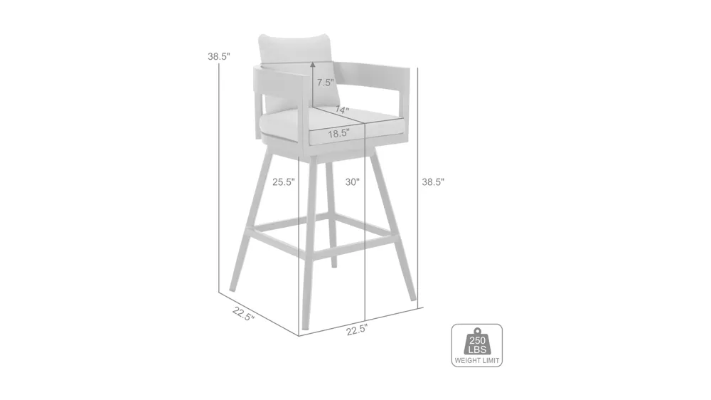 Menorca Outdoor Swivel Bar Stool Dimensions