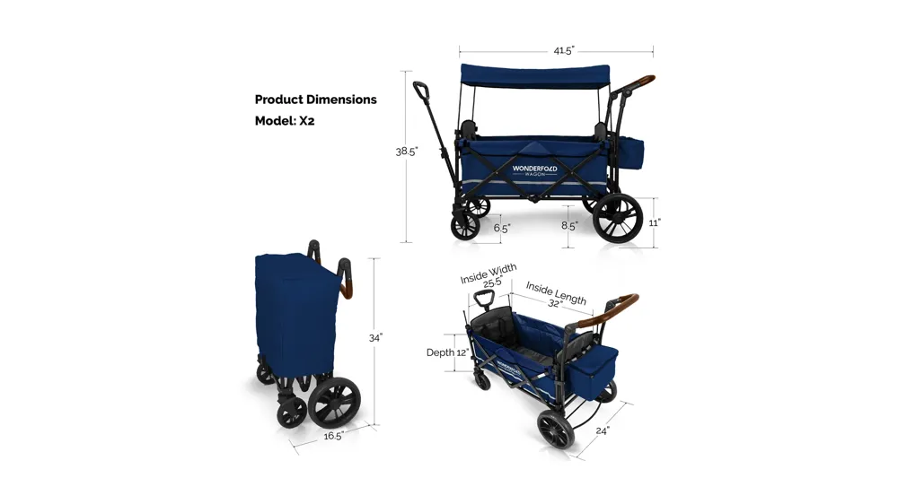 Push and Pull Double Stroller Wagon Dimensions