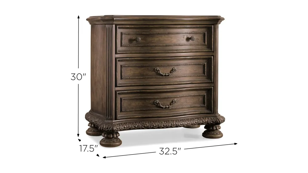 Rhapsody Three Drawer Nightstand Dimensions