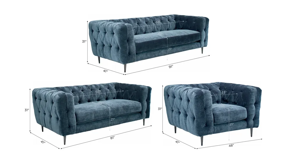 Zayna Living Room Set Dimensions