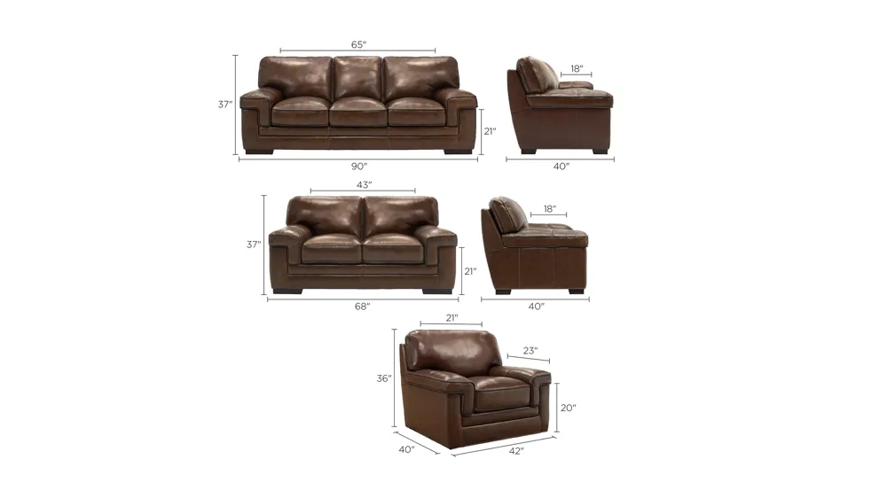 Colton Living Room Set Dimensions