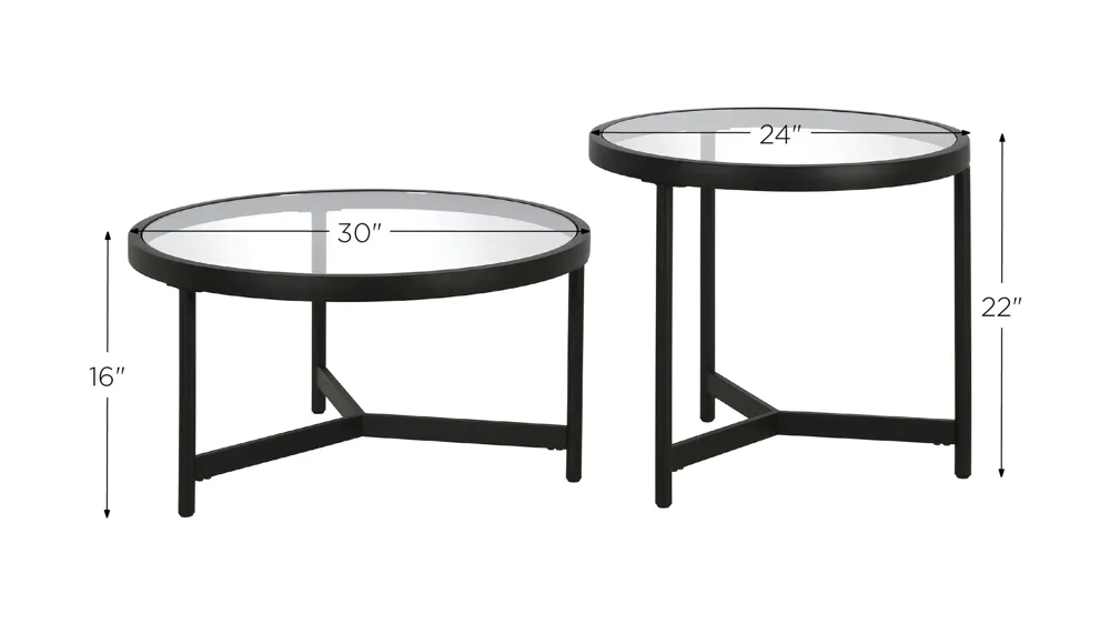Ariel Two-Piece Coffee Table Set Dimensions