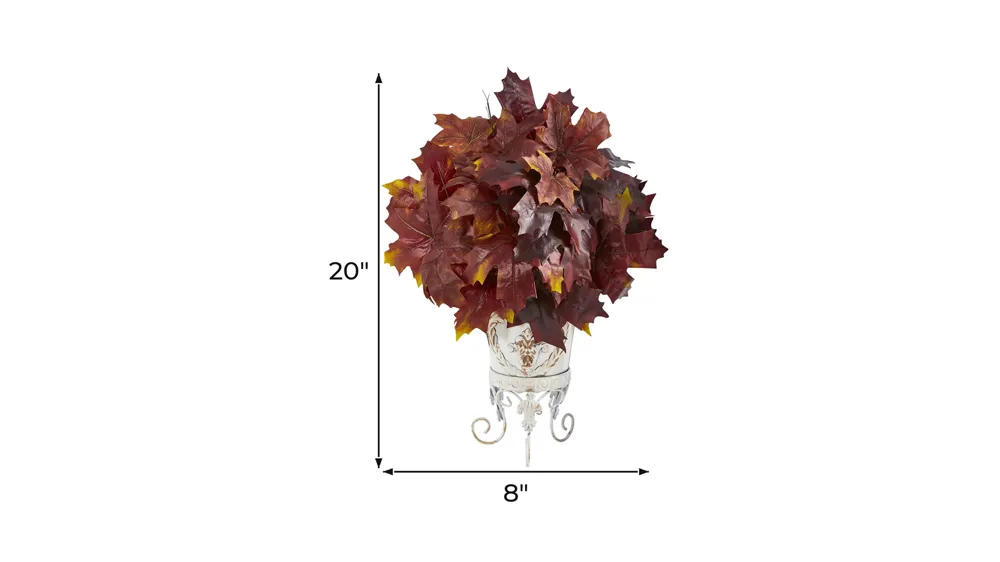 Fall foliage 20" Maple Leaves in Metal a Planter Dimensions