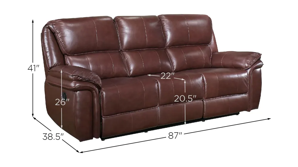 Hazen Double Reclining Sofa Dimensions