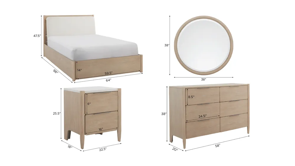 Mirra 4-pc. Bedroom Set Dimensions