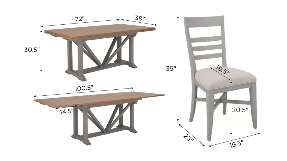 Crew 7-pc. Dining Set Dimensions