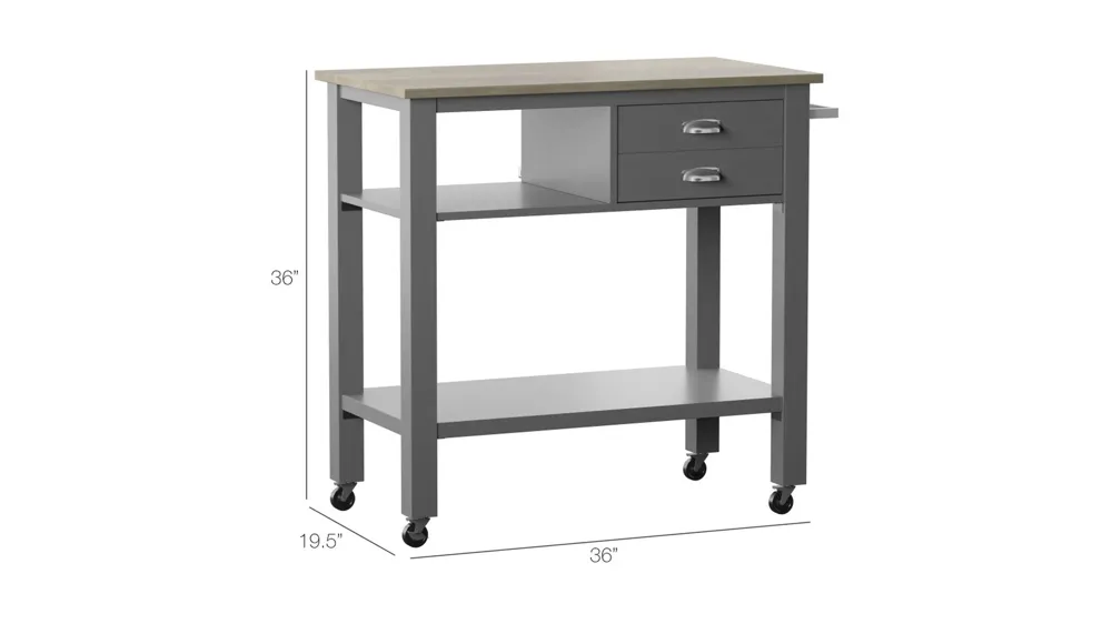Geremia Rolling Kitchen Cart Dimensions