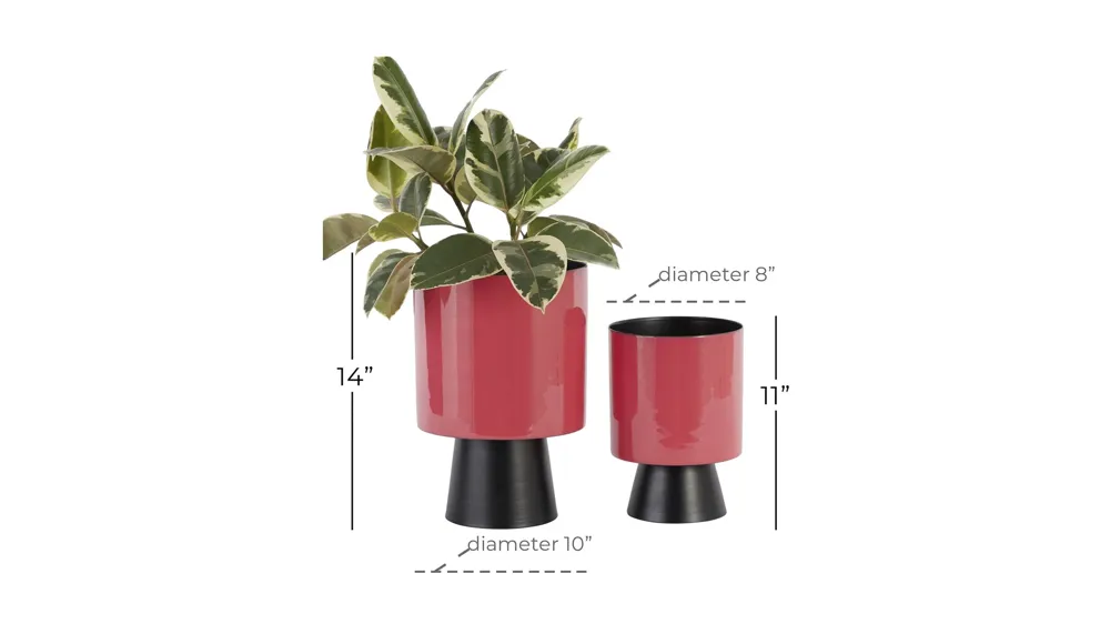 Ivy Collection Majorette Planter Set of 2 Dimensions