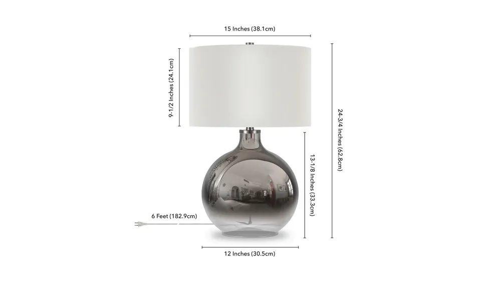 Marcas Plated Glass Table Lamp Dimensions