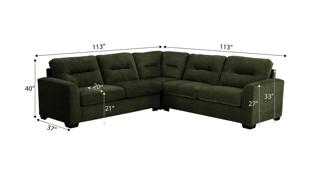 Oliver 3-pc. Sectional Dimensions