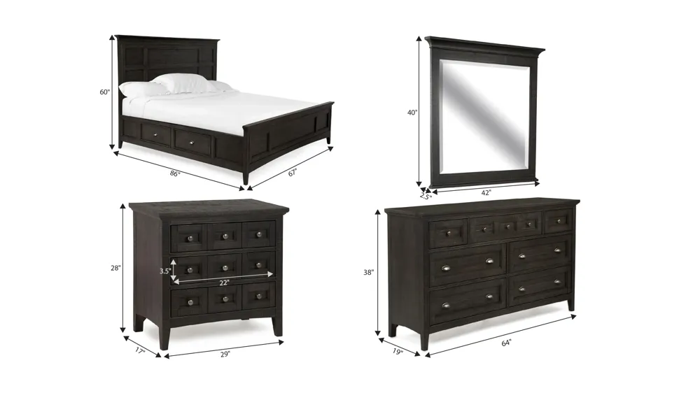 Ivy Ridge 4-pc. Platform Storage Bedroom Set Dimensions