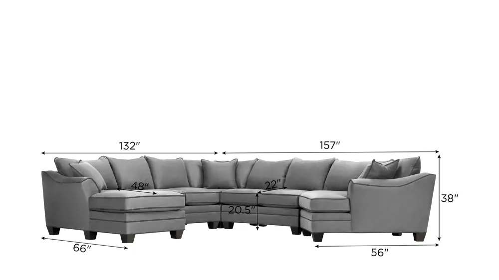 Foresthill 5-pc. Left Hand Facing Sectional Sofa Dimensions