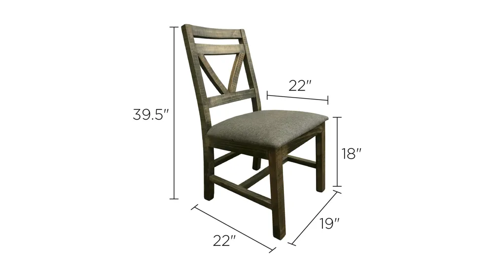 Loft Wood Chair Set of 2 Dimensions