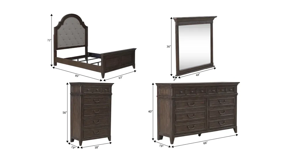 Paradise Valley 4-pc. Bedroom Set Dimensions