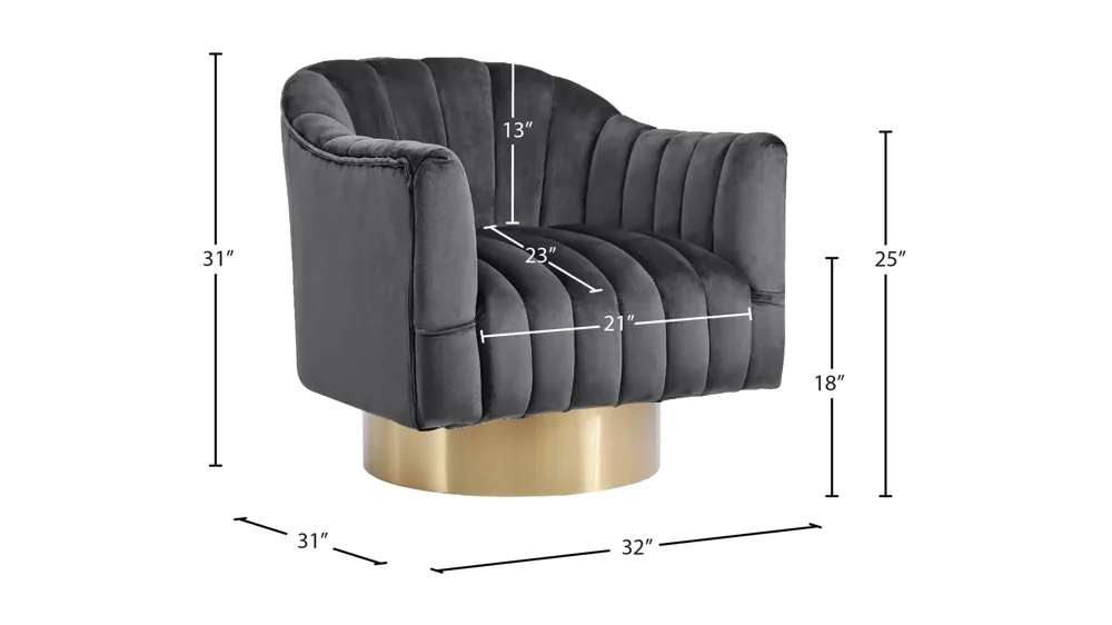 Farrah Velvet Accent Chair Dimensions