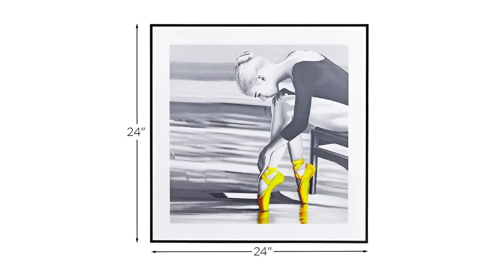 Yellow Ballerina Hologram Framed Wall Art Dimensions