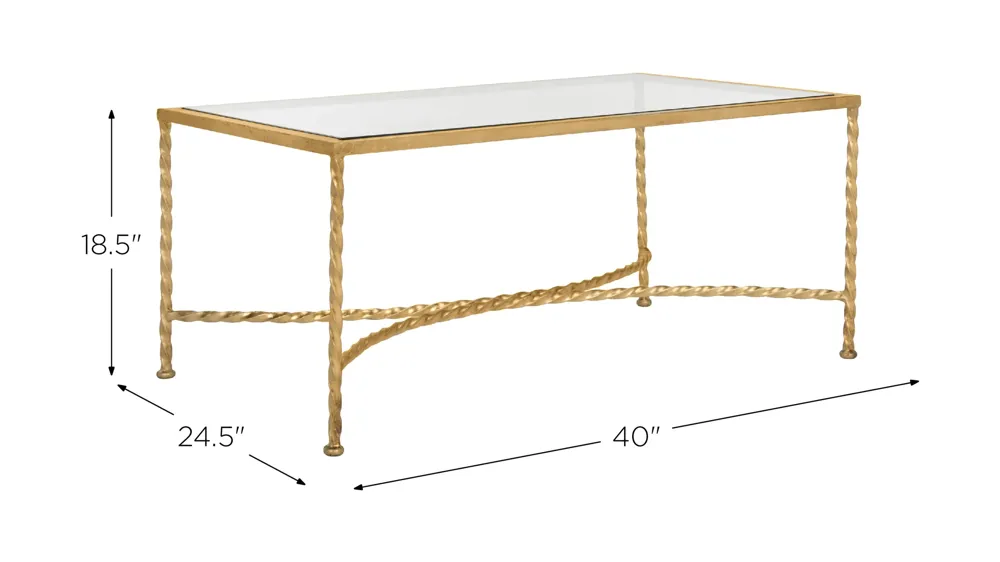 Alecto Gold Leaf Glass Coffee Table Dimensions