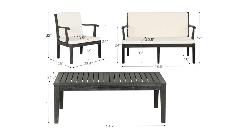 Venice 4-pc. Patio Set Dimensions