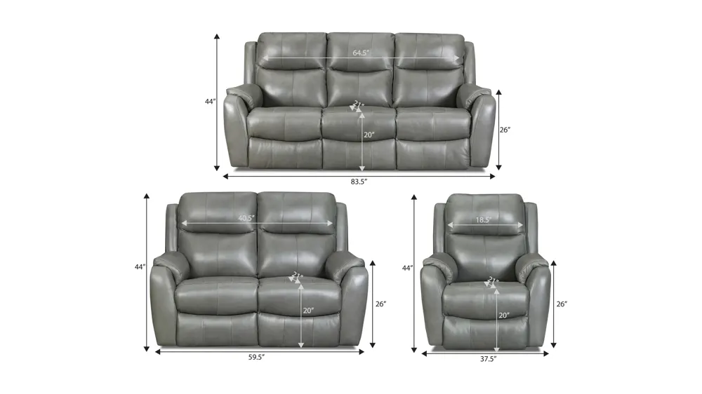 Stevens Reclining 3-pc. Living Room Set Dimensions
