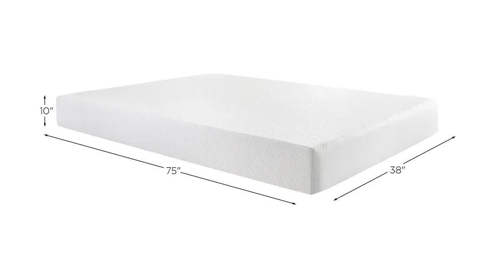 SleepInc. 10-inch Firm Gel Memory Foam Mattress in a Box Dimensions