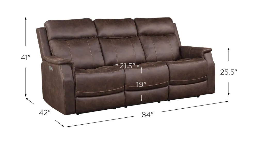 Valencia Dual Power Reclining Sofa Dimensions