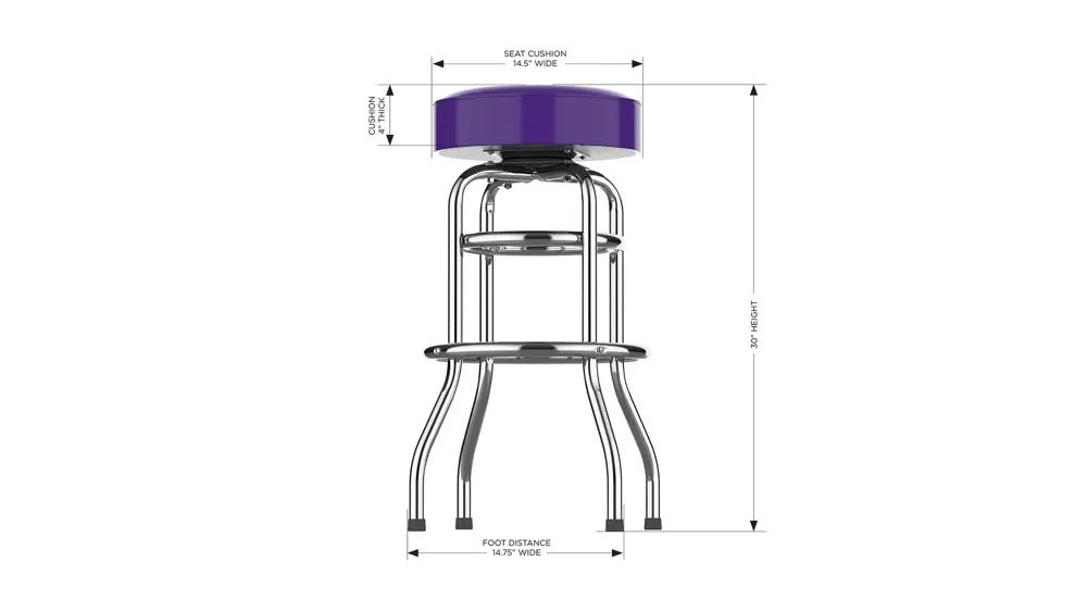 NFL Backless Swivel Bar Stool Dimensions