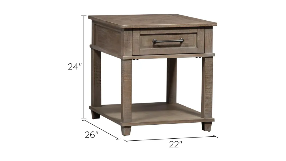 Parkland Falls Rectangular End Table Dimensions