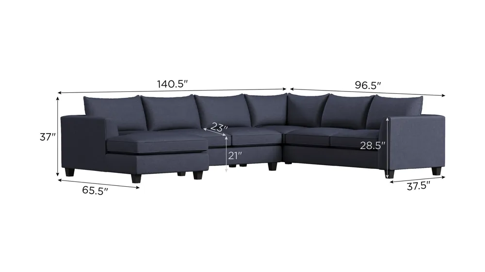 Daine 3-pc. Sectional Sofa w/ Full Sleeper Dimensions