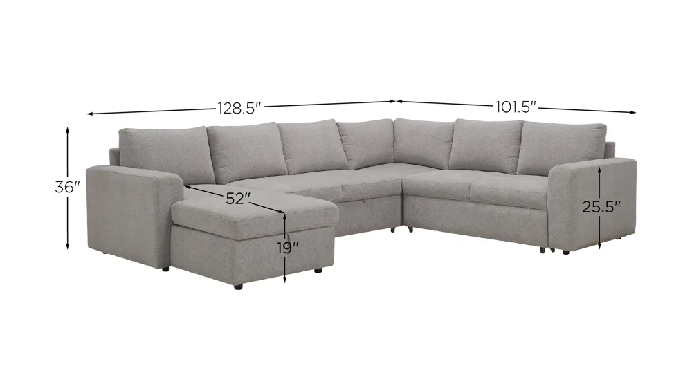 Barry 4-pc. Sectional w/ Pop-Up Sleeper Dimensions