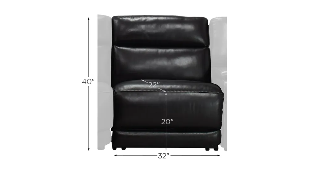 Tompkins Leather Armless Power Recliner w/ Power Headrest Dimensions