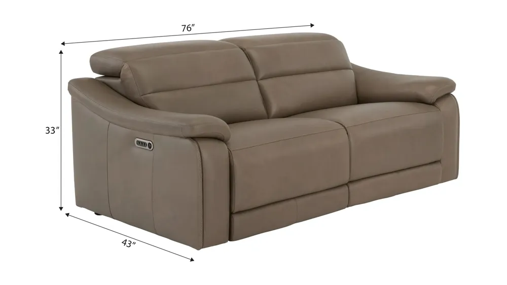 Tucker 2-pc. Triple Power Leather Loveseat Dimensions