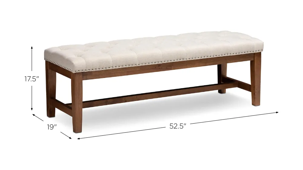 Ainsley Fabric Upholstered Wood Bench Dimensions