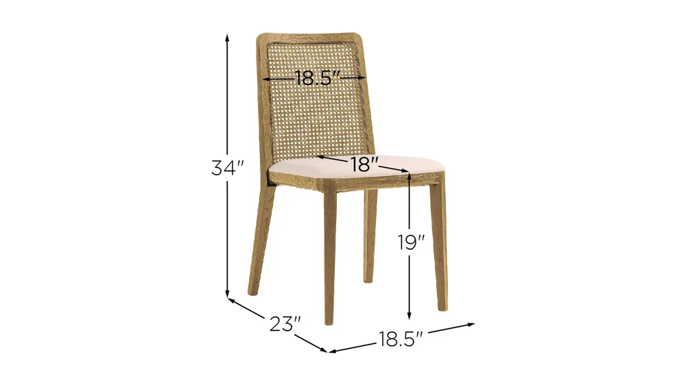 Cane Dining Chair- Set of 2 Dimensions