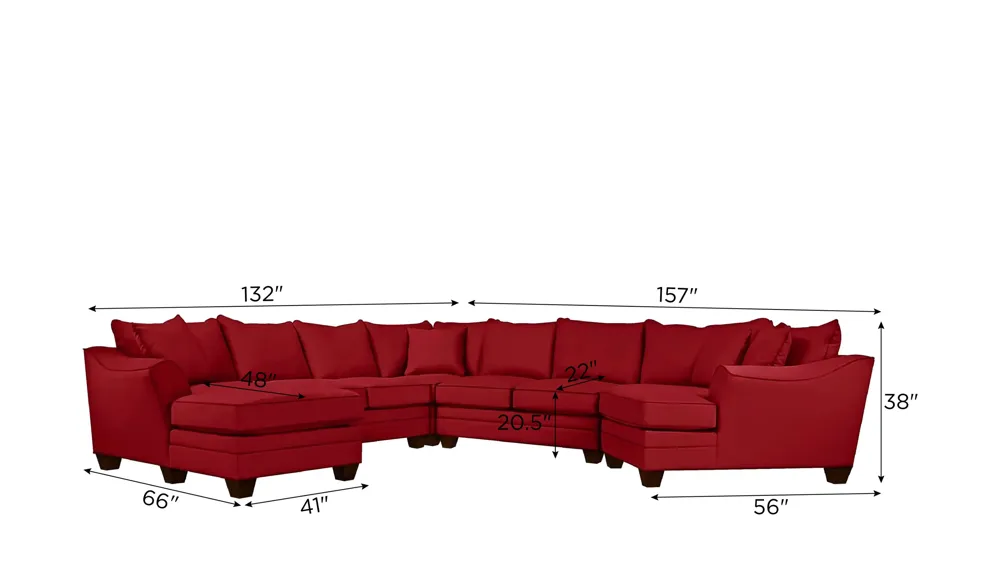 Foresthill 5-pc. Left Hand Facing Sectional Sofa Dimensions