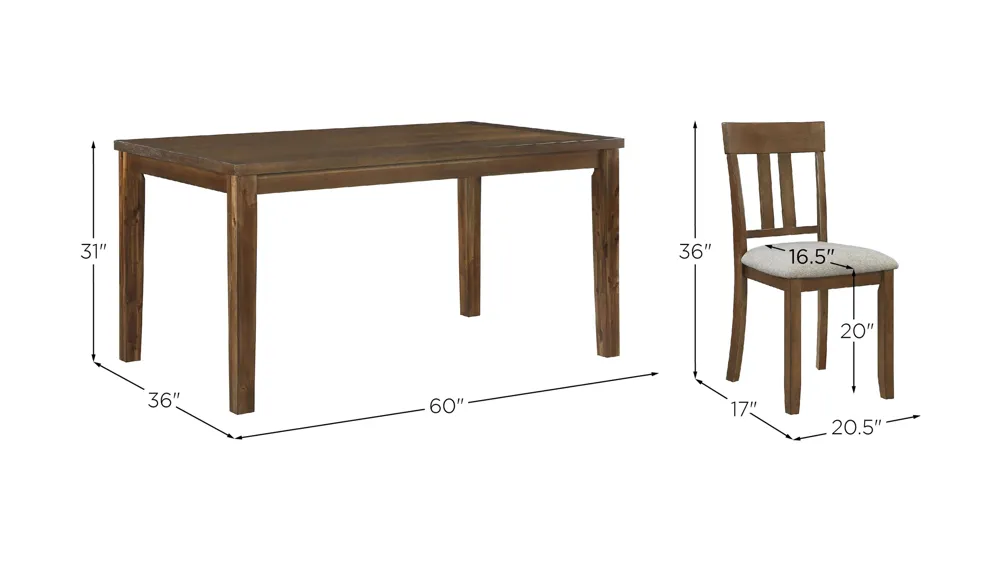 Tigard 7 Piece Dining Set Dimensions