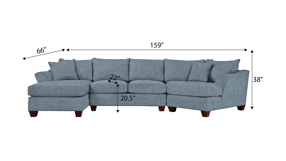 Foresthill 3-pc. Left Hand Facing Sectional Sofa Dimensions